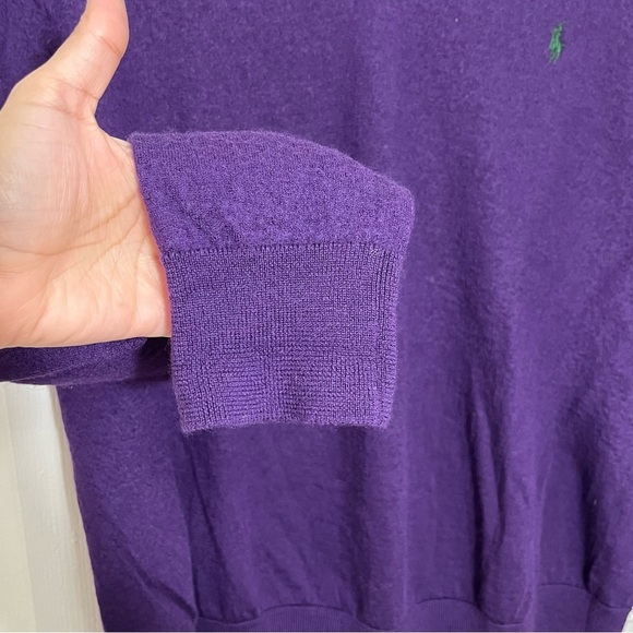 POLO RALPH LAUREN Men Merino Wool Purple Long Sleeve V-Neck Sweater | size 2XB - Picture 7 of 7